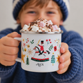 Personalised Rocking Horse Christmas Enamel Mug.