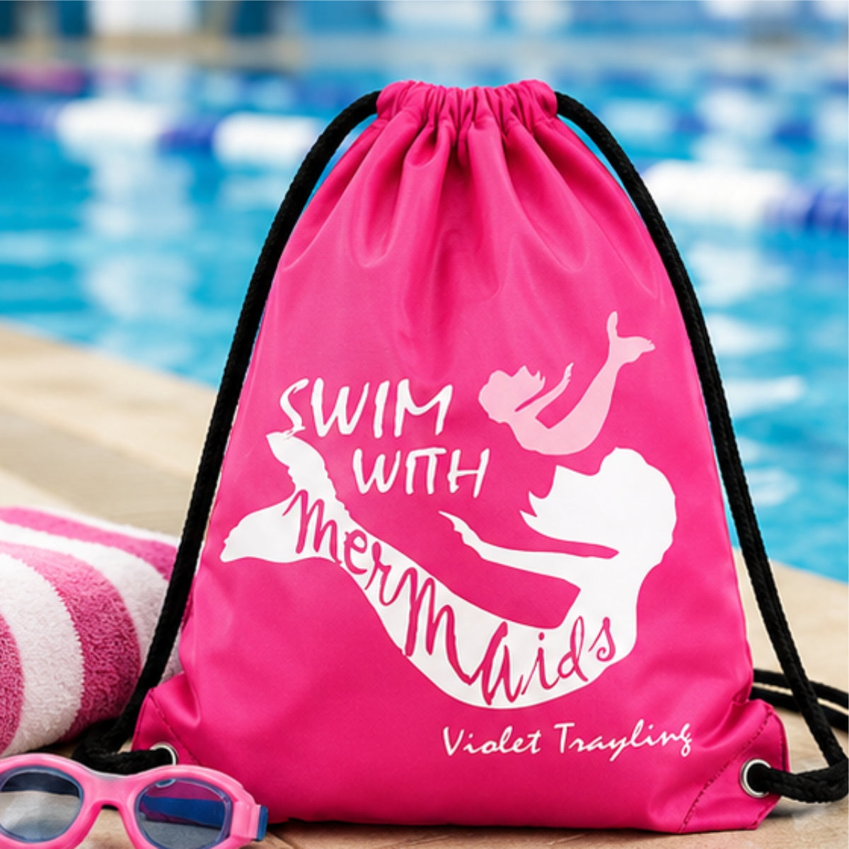 Personalised Mermaid Girls Swimming Bag