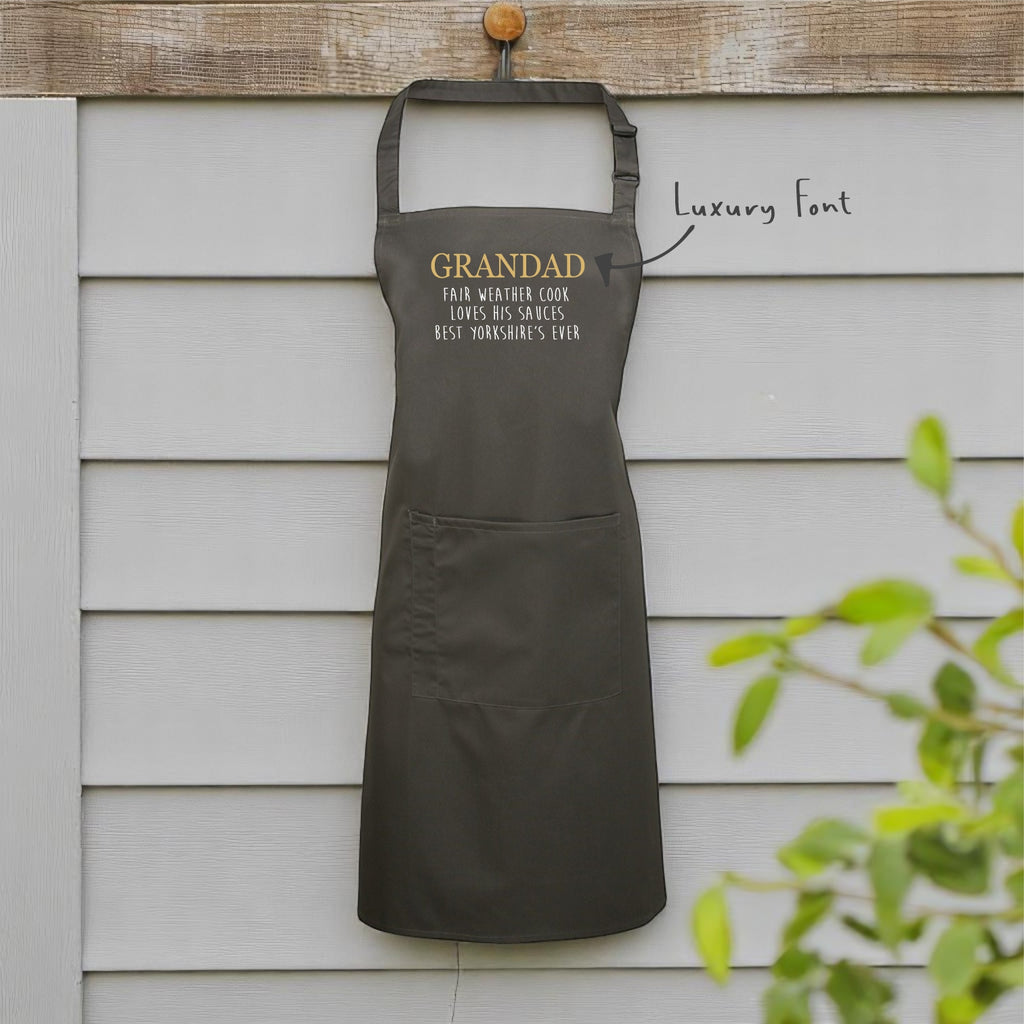 Personalised adult apron with luxury font name, ideal birthday or Christmas gift