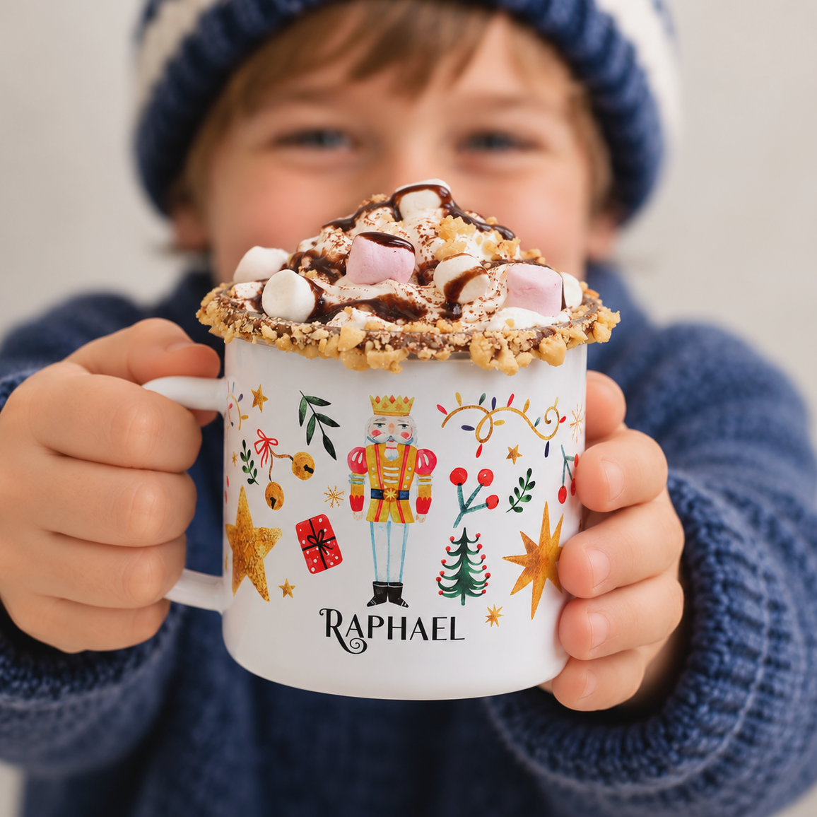 Personalised Nutcracker Christmas Enamel Mug