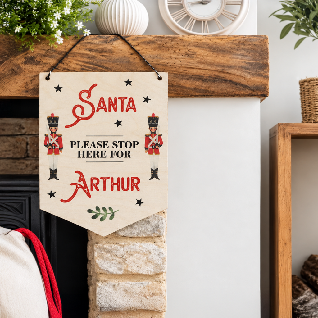Santa Please Stop Here Bedroom Door Sign