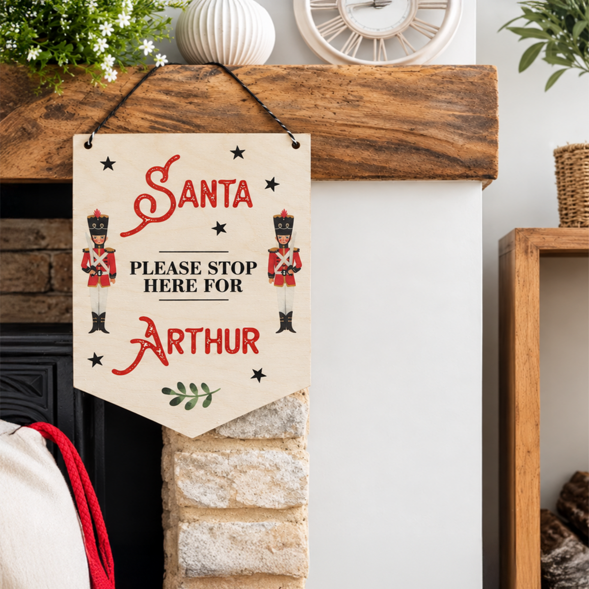 Santa Please Stop Here Bedroom Door Sign
