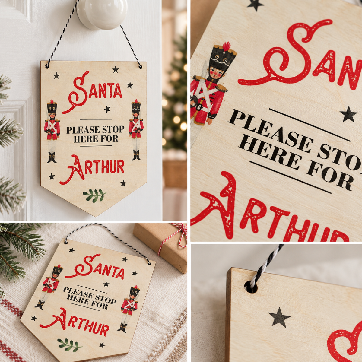Santa Please Stop Here Bedroom Door Sign