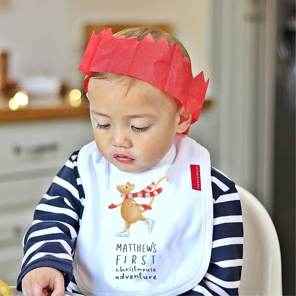 Baby's First Christmas Mouse Bib