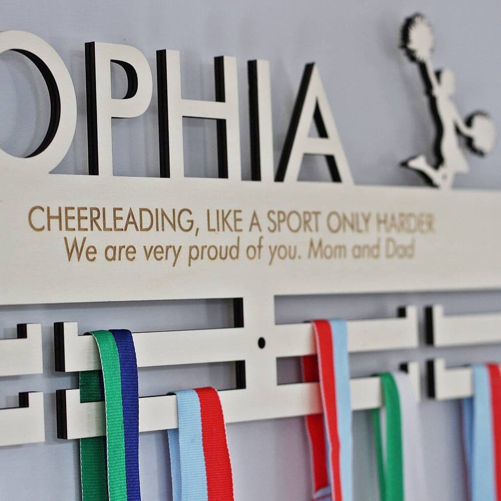 Cheerleader Personalised Medal Hanger - view 2