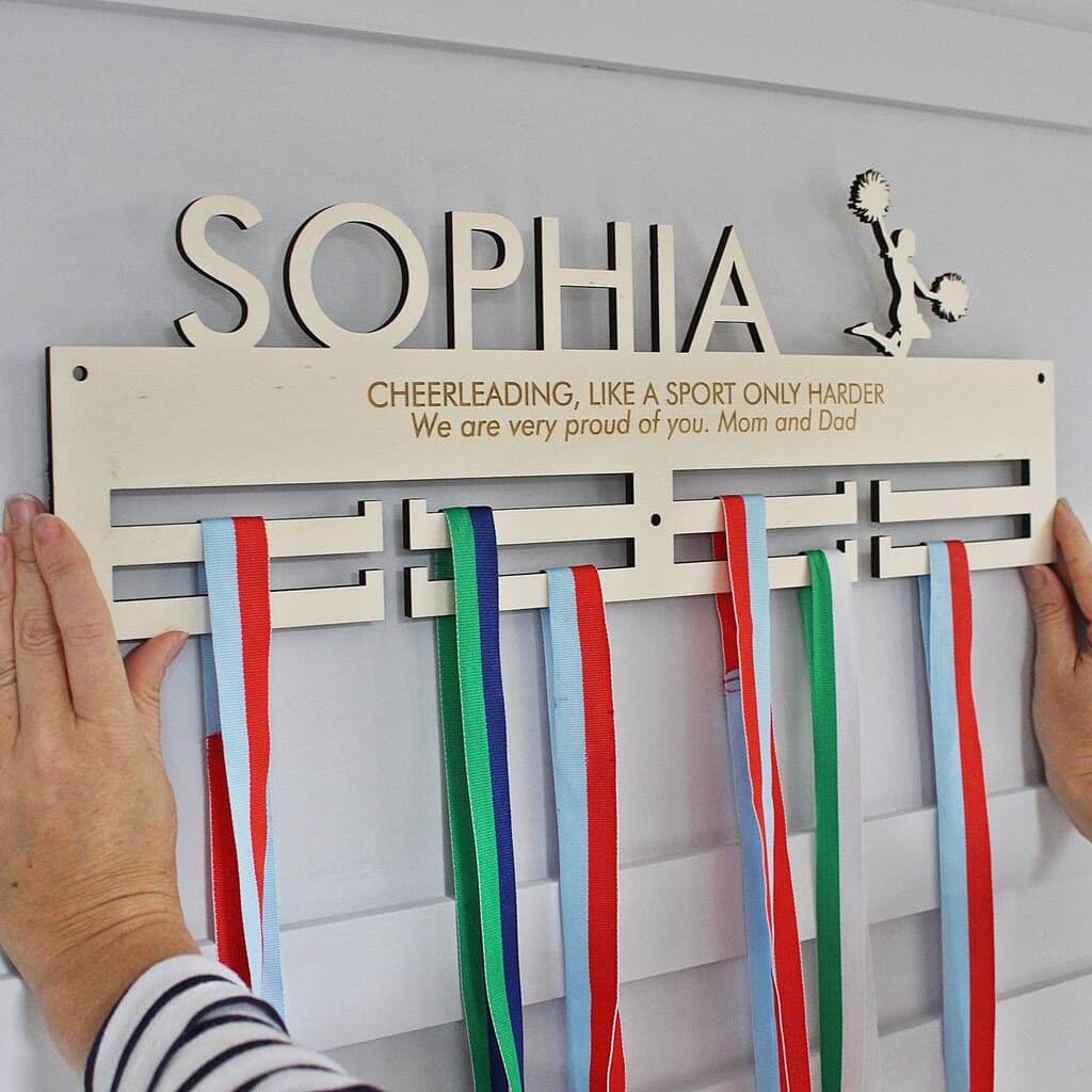 Cheerleader Personalised Medal Hanger - view 3