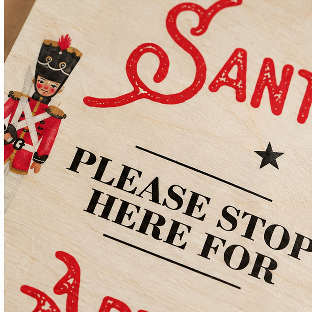 Santa Please Stop Here Bedroom Door Sign