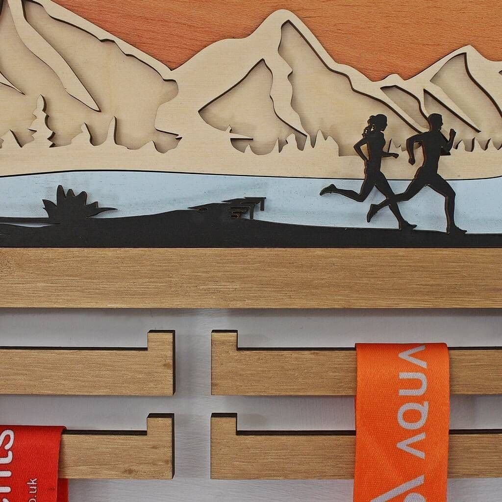 Couples Running 3D Medal Hanger - view 2