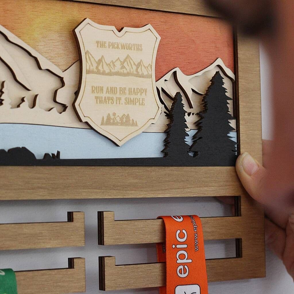 Couples Running 3D Medal Hanger - view 3