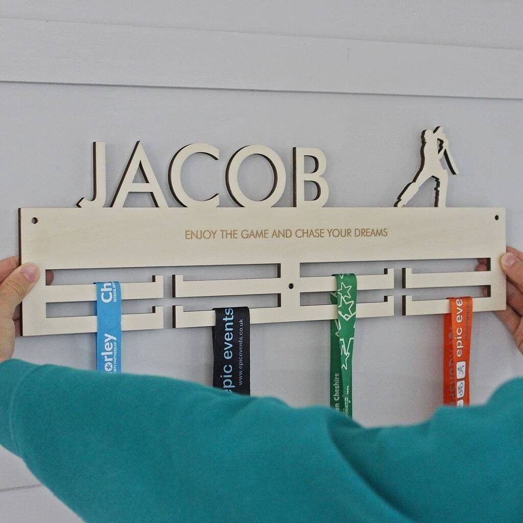 Cricketers Personalised Medal Hanger