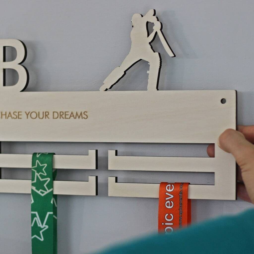 Cricketers Personalised Medal Hanger - view 3