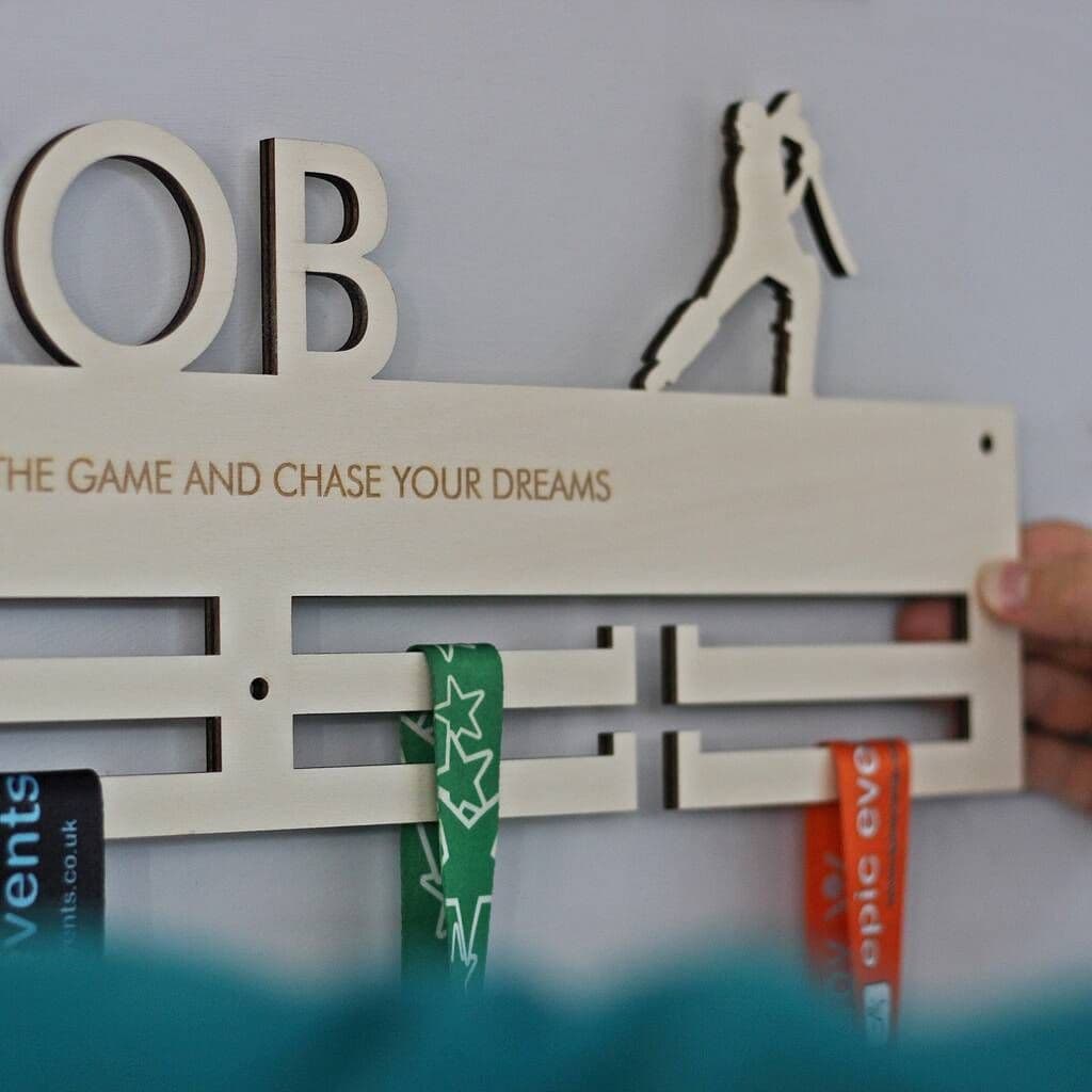 Cricketers Personalised Medal Hanger - view 4