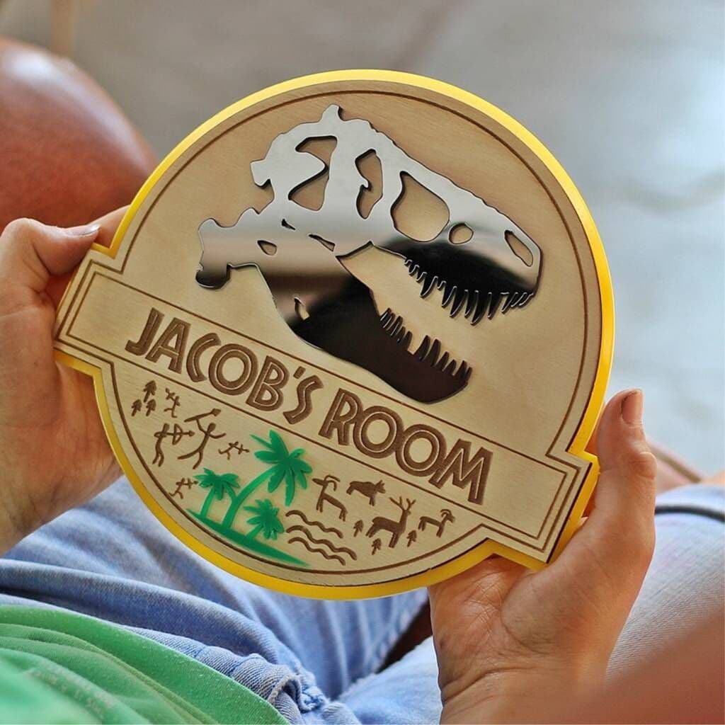 Dinosaur Personalised Bedroom Door Sign - view 2