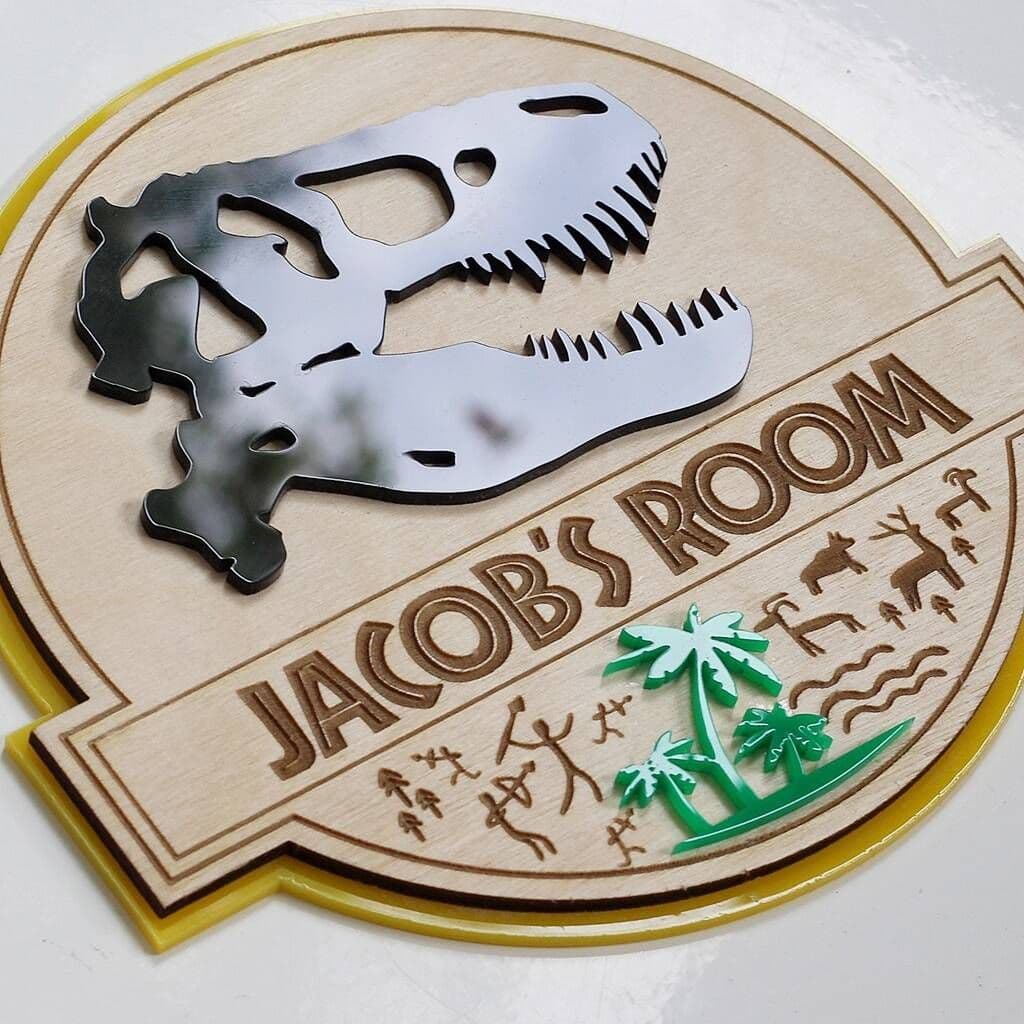 Dinosaur Personalised Bedroom Door Sign - view 3