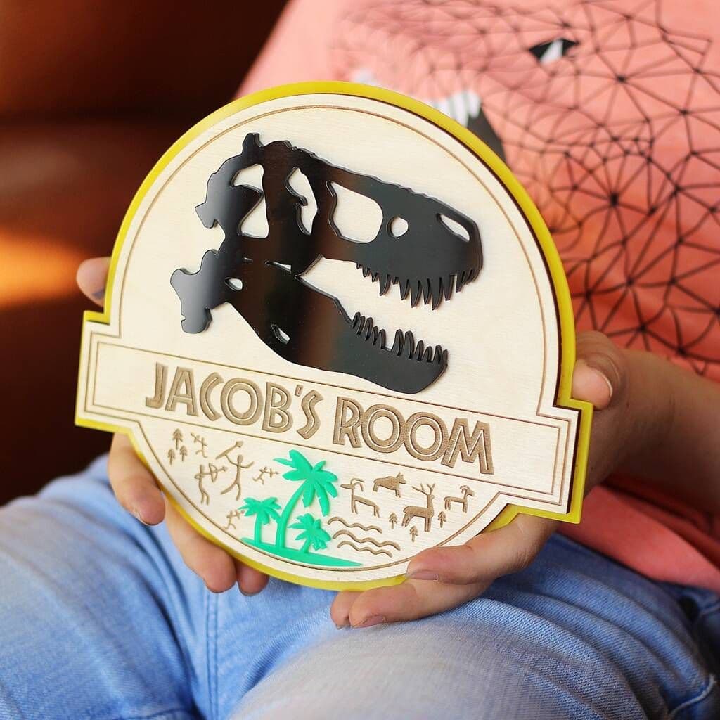 Dinosaur Personalised Bedroom Door Sign - view 5