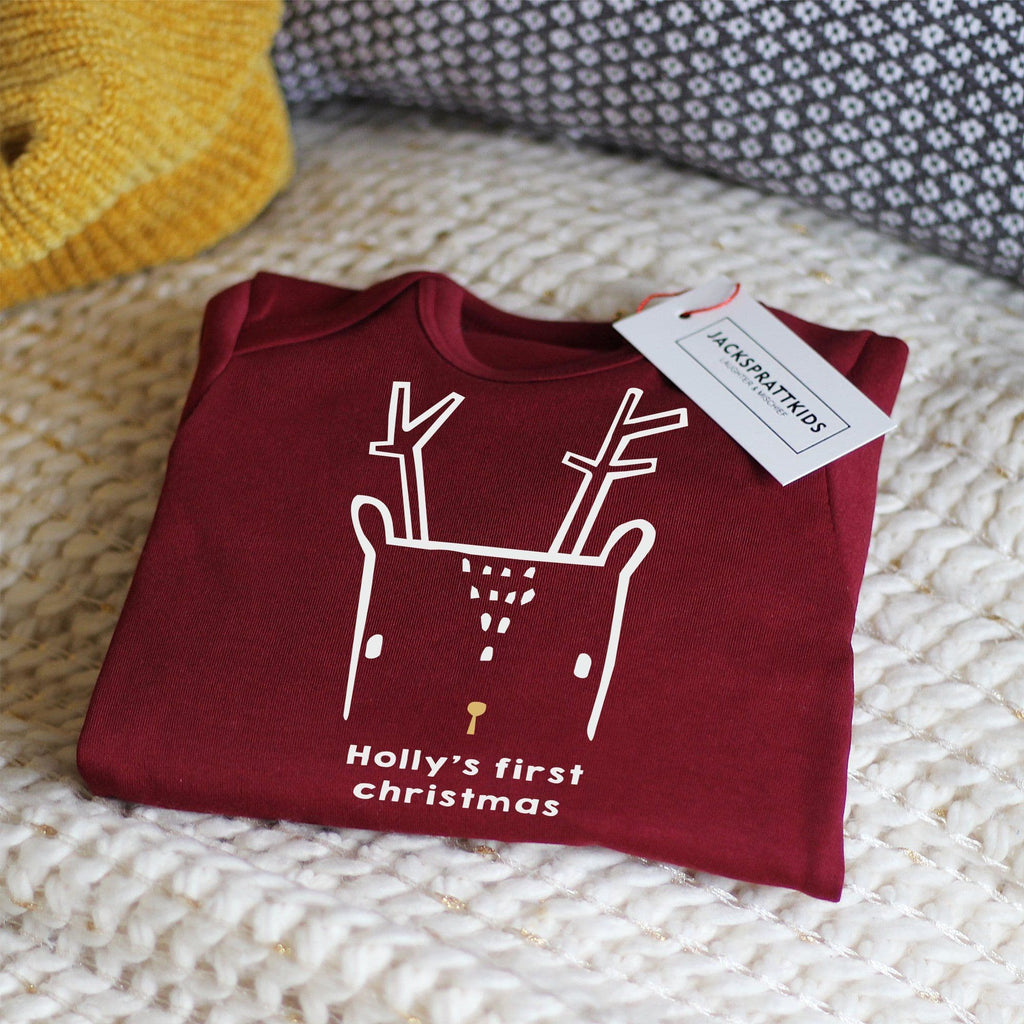 First Christmas Nordic Deer Baby Grow - view 5