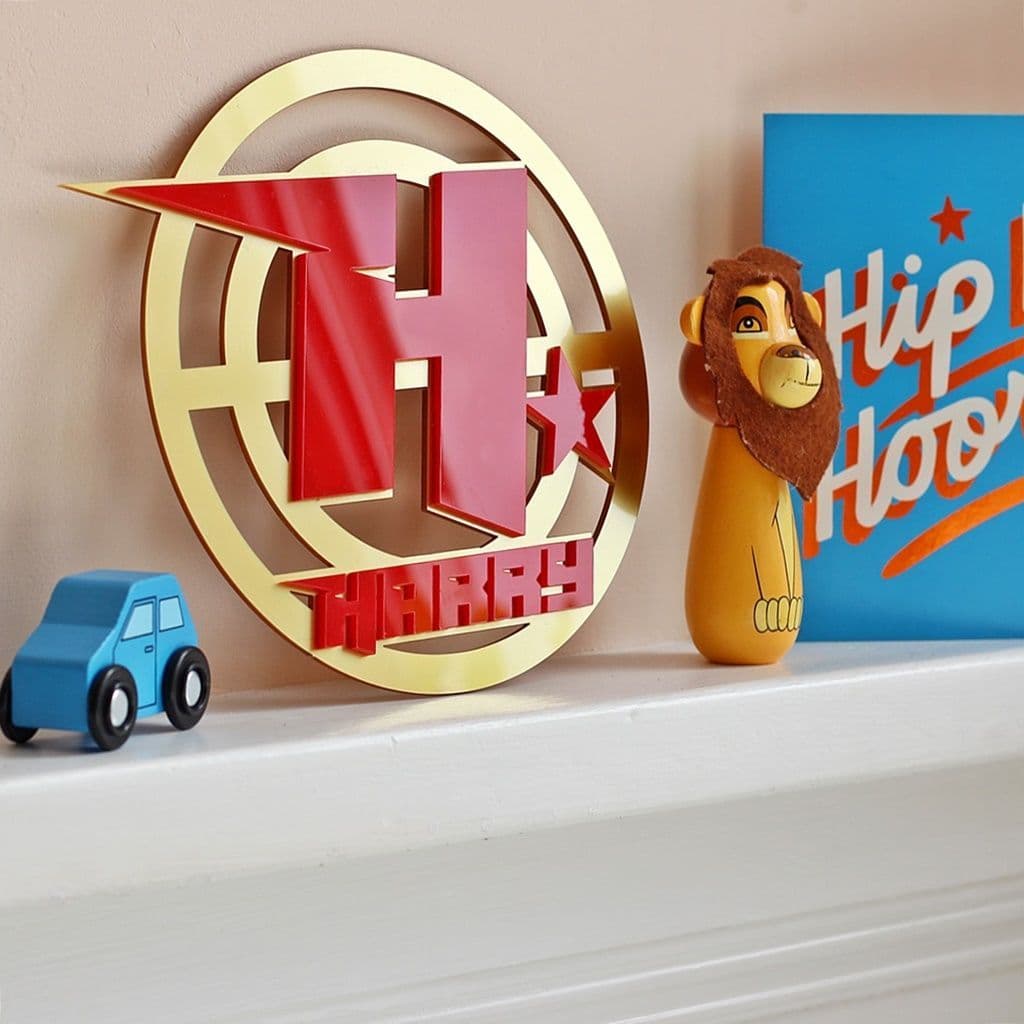 Golden Superhero Personalised Bedroom Door Sign