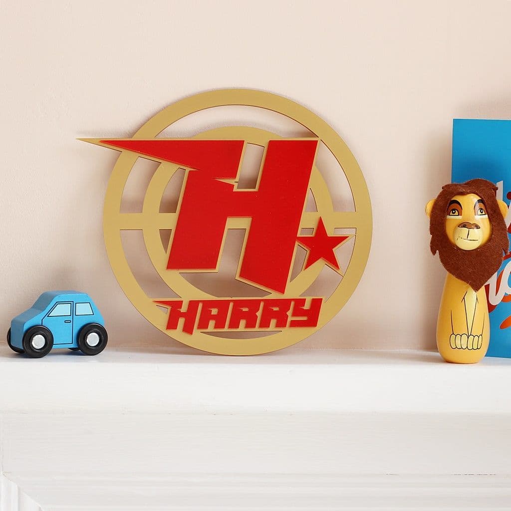 Golden Superhero Personalised Bedroom Door Sign - view 5