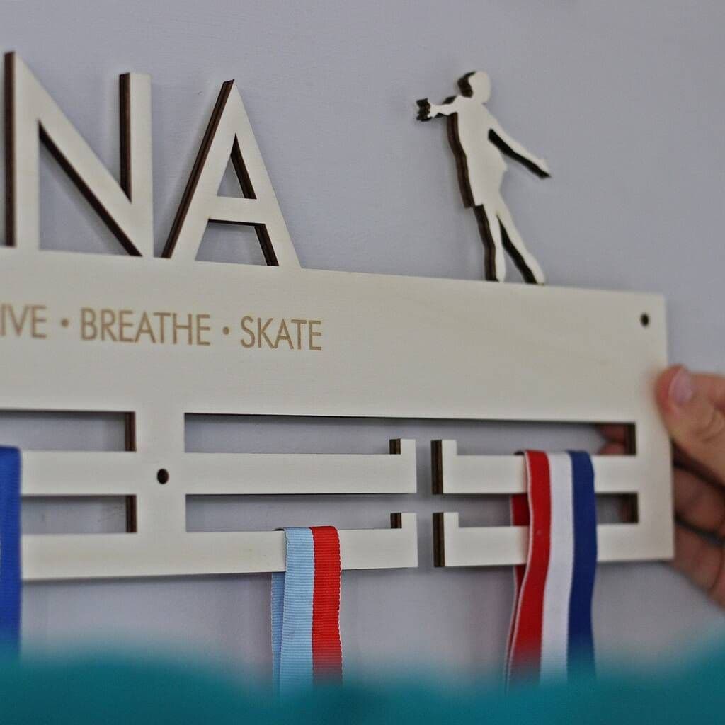 Ice Skaters Personalised Medal Hanger - view 2