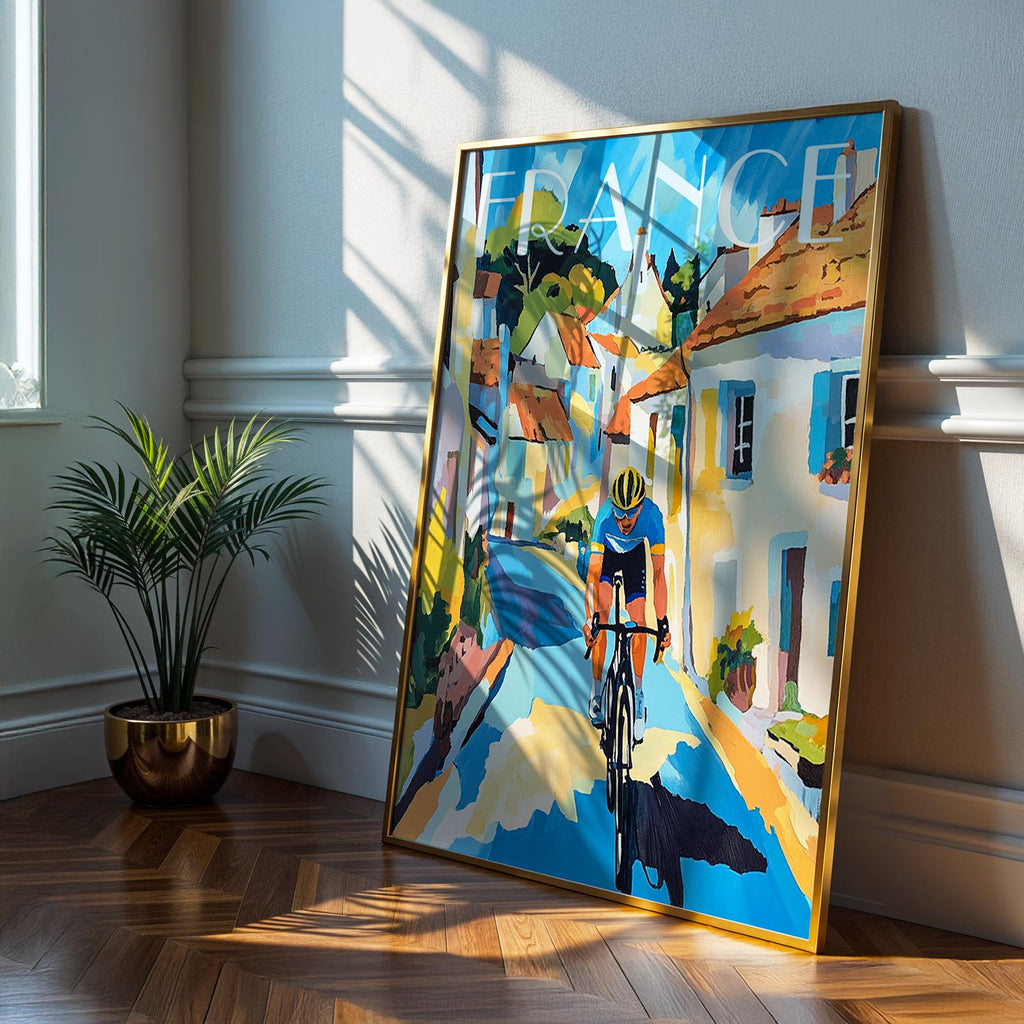 French Village Cycling Print – Tour de France