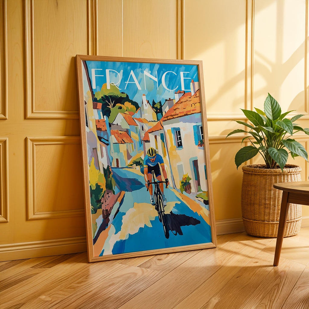 French Village Cycling Print – Tour de France