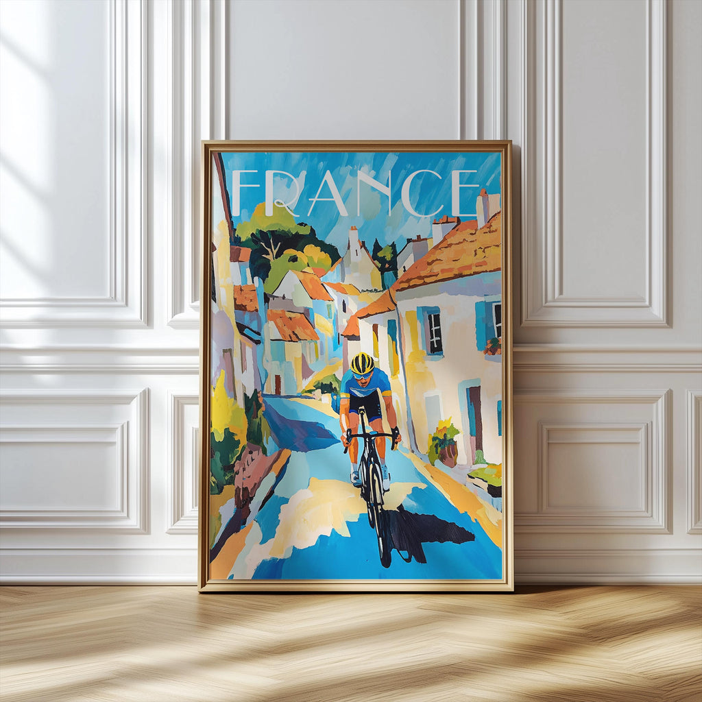French Village Cycling Print – Tour de France