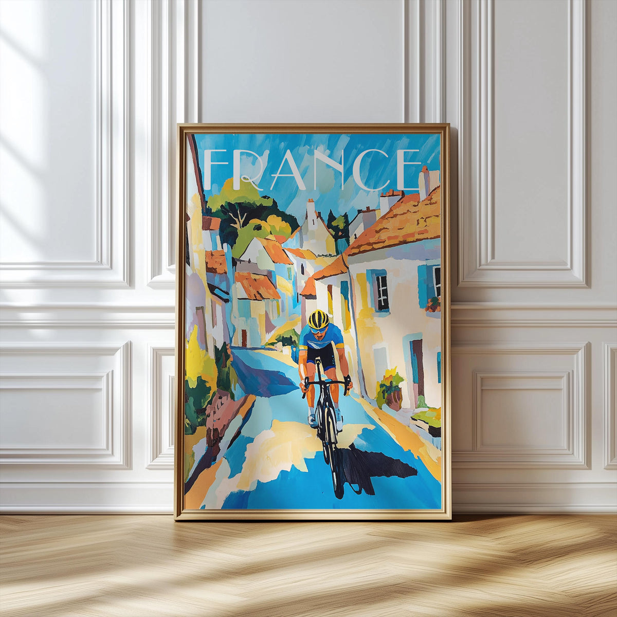 French Village Cycling Print – Tour de France