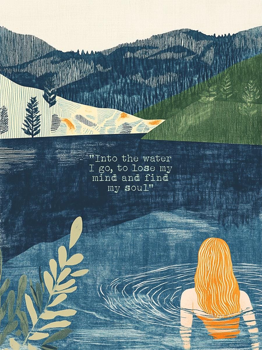 Wild Swimming Print – Reflections in Blue