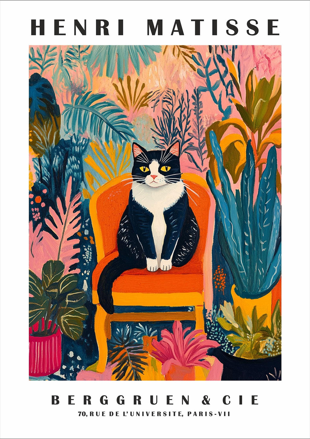 Black and White Cat Tote Bag – Matisse-Inspired Cat Art