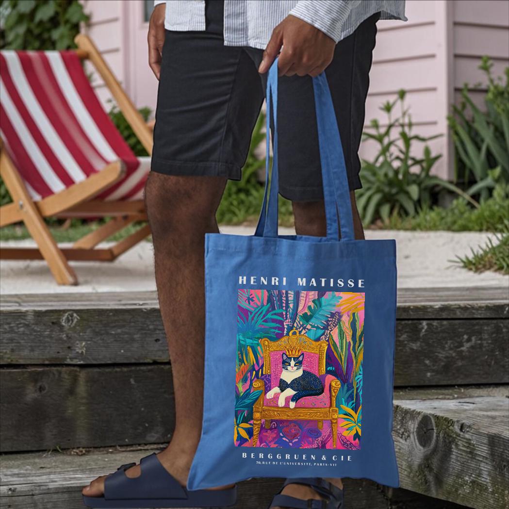 Black Cat Tote Bag – Matisse-Inspired Cat Art