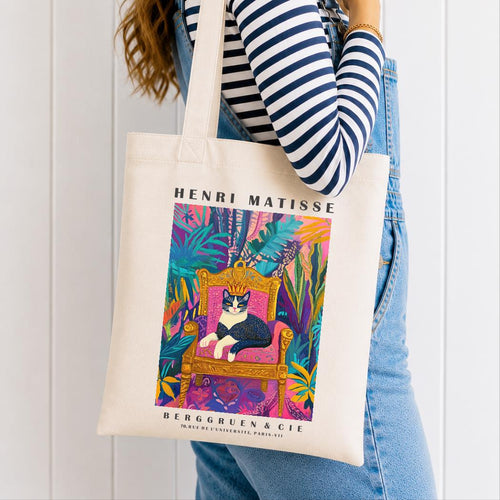 Black Cat Tote Bag – Matisse-Inspired Cat Art