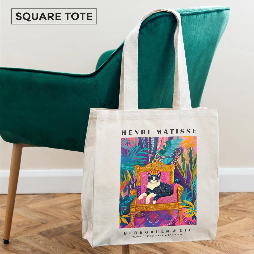 Black Cat Tote Bag – Matisse-Inspired Cat Art