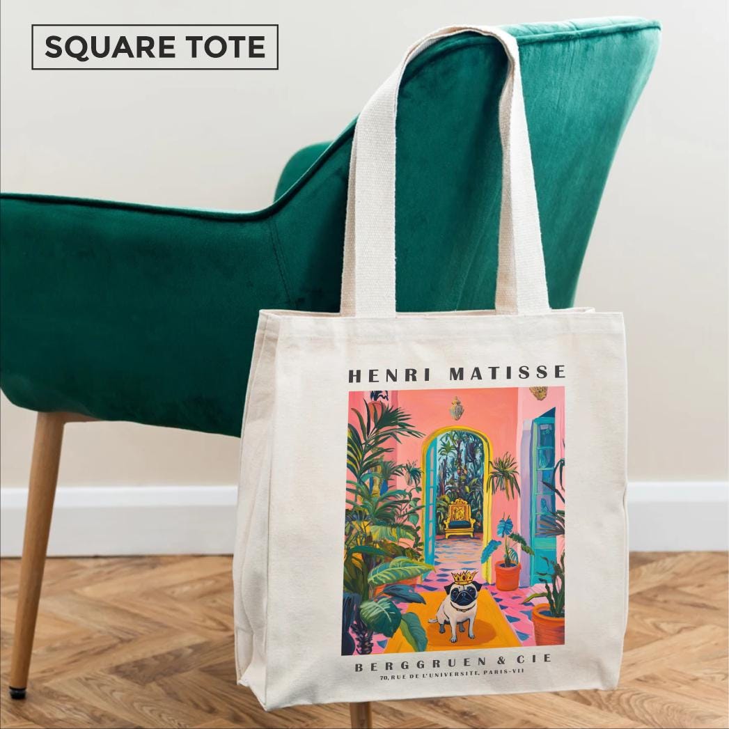 Pug Tote Bag – Matisse-Inspired Dog Art