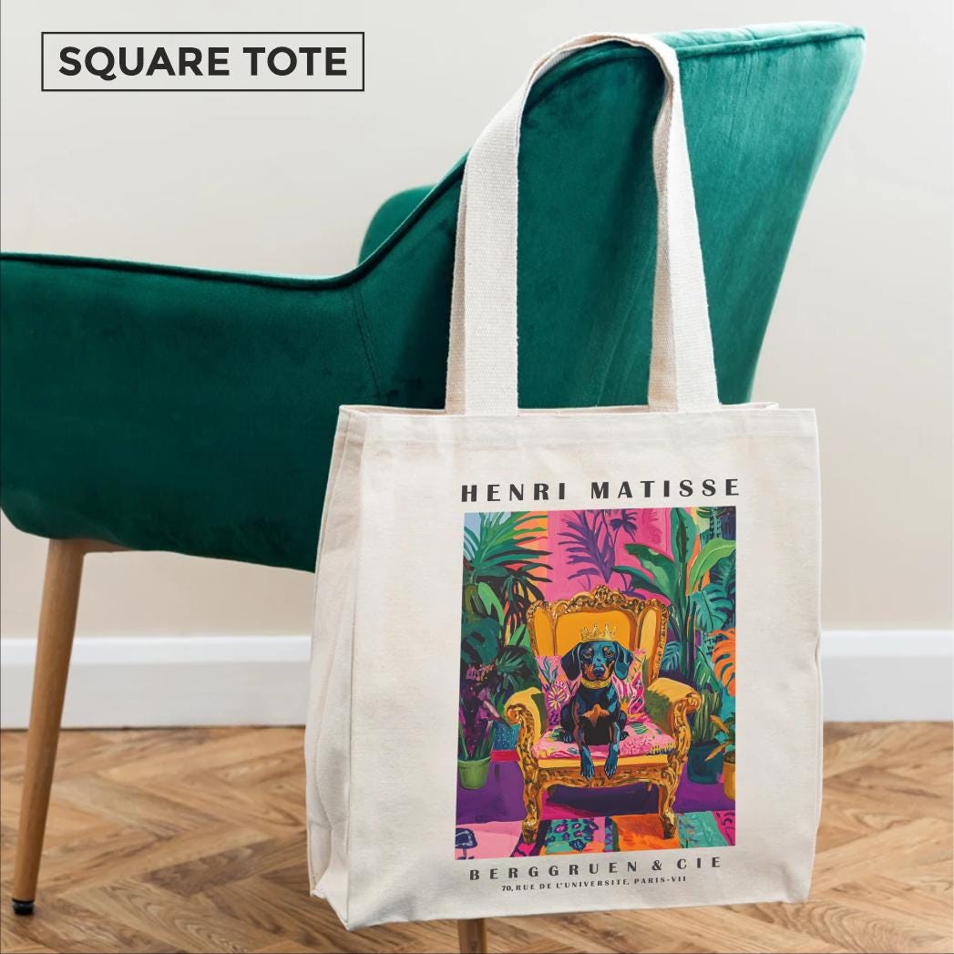 Dachshund Tote Bag – Matisse-Inspired Sausage Dog Art