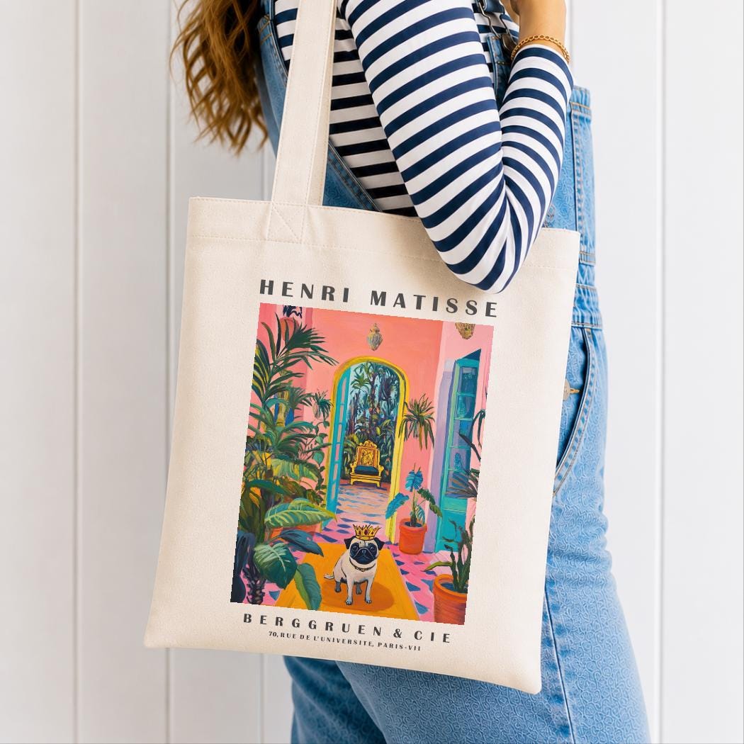 Pug Tote Bag – Matisse-Inspired Dog Art