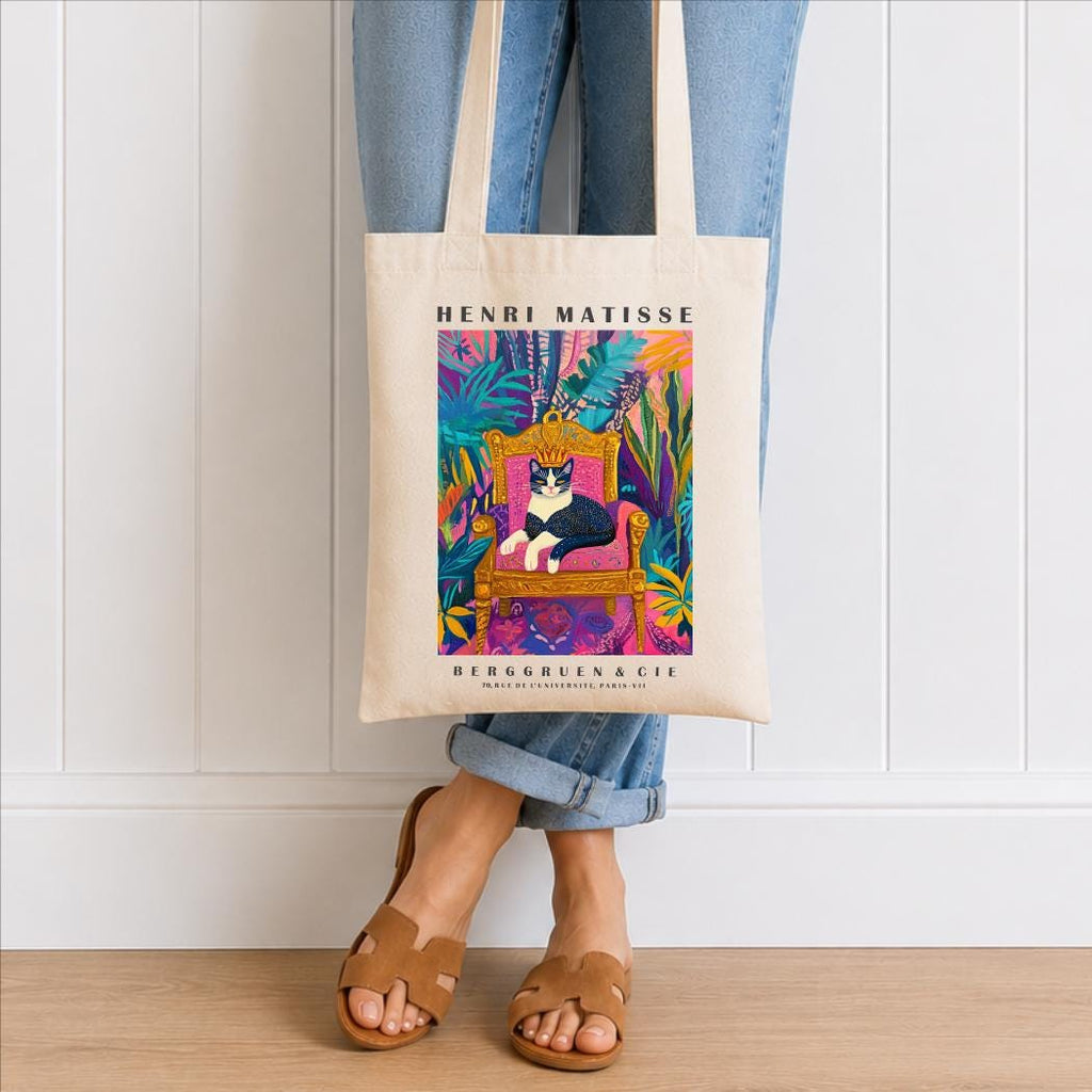 Black Cat Tote Bag – Matisse-Inspired Cat Art