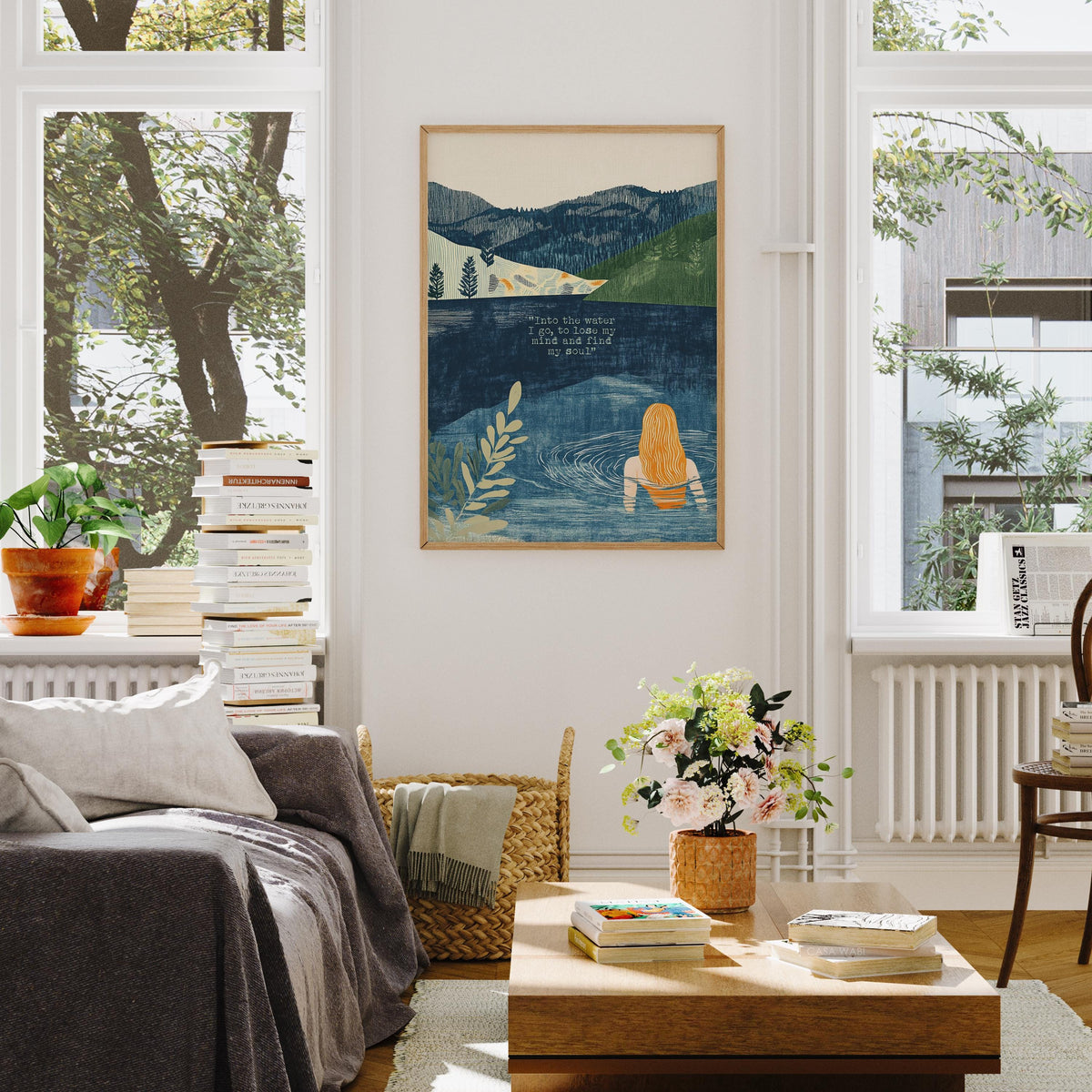 Wild Swimming Print – Reflections in Blue