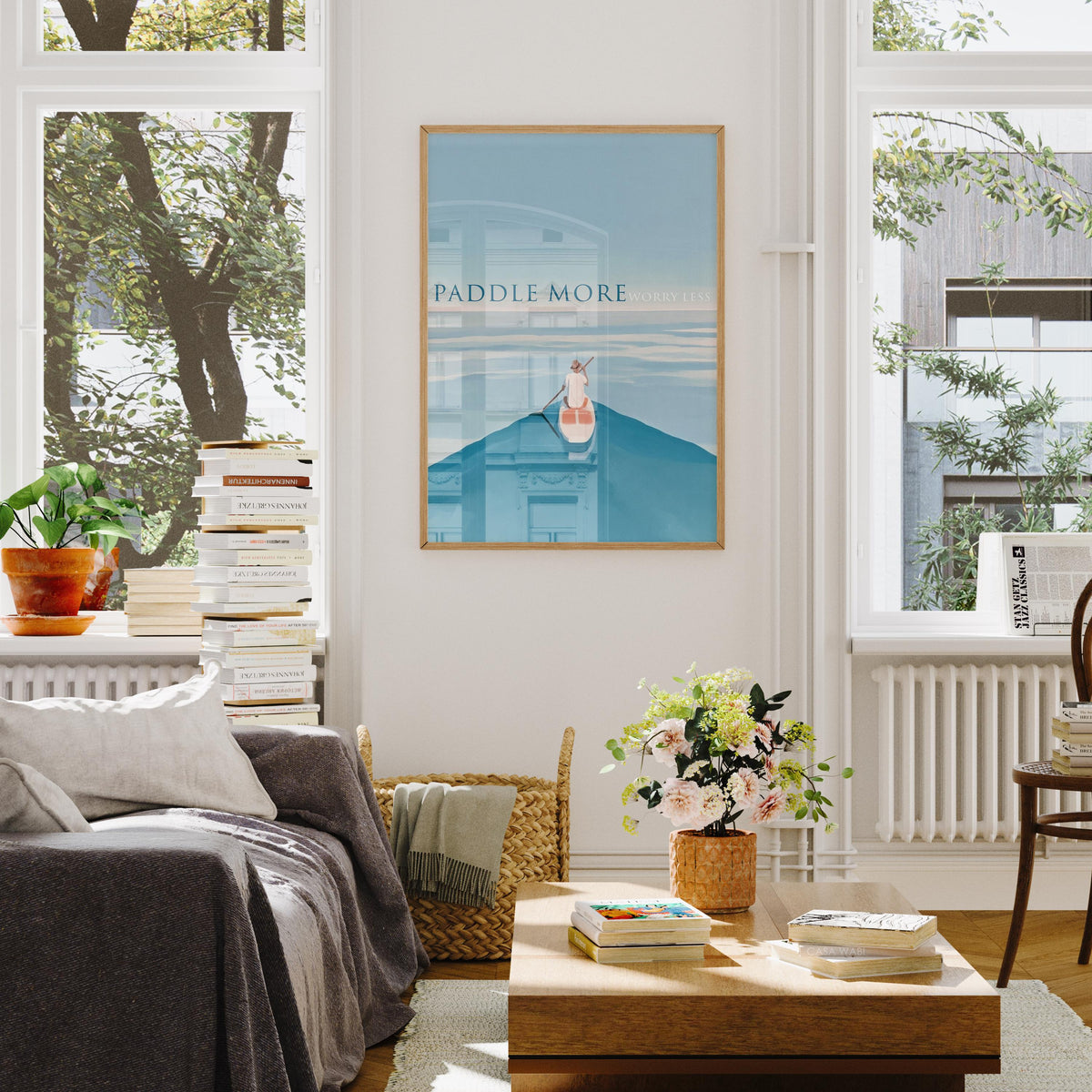 Paddle More Worry Less – Paddleboarding Print