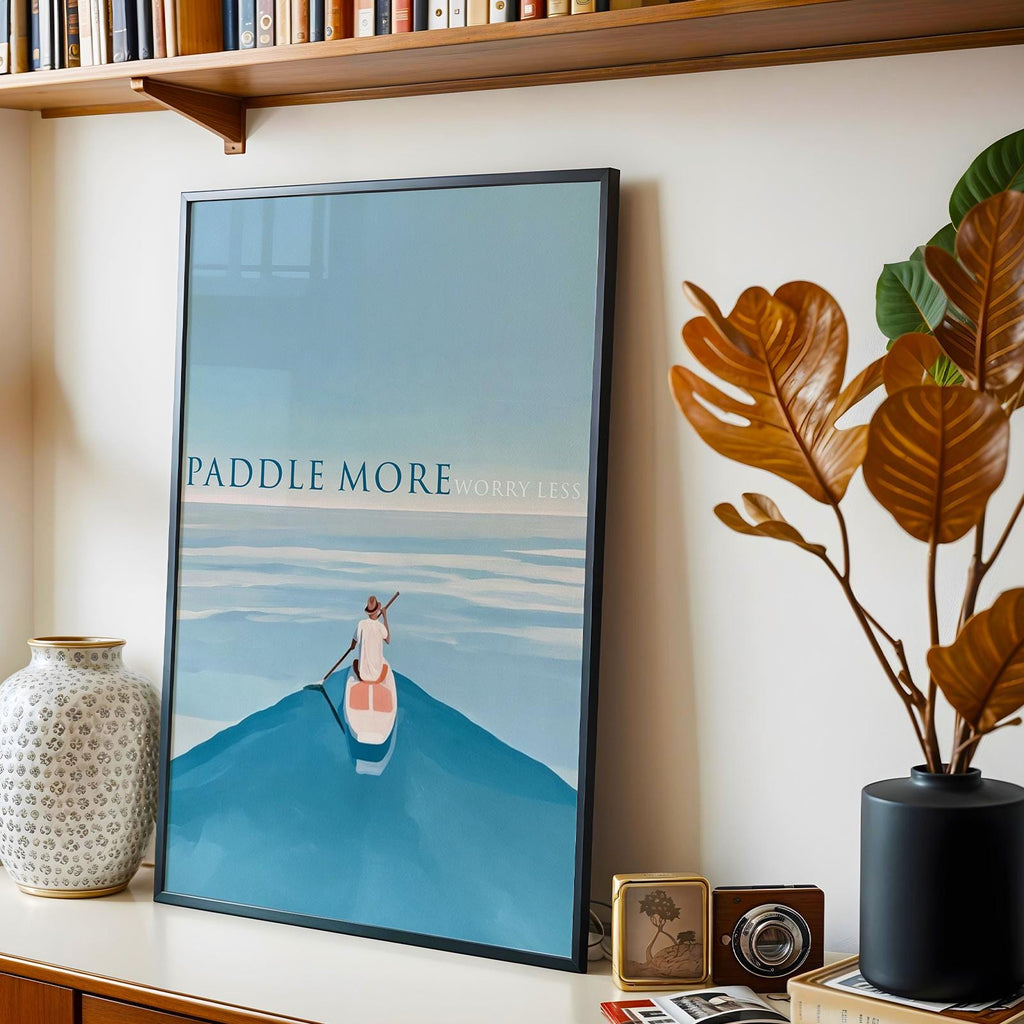 Paddle More Worry Less – Paddleboarding Print