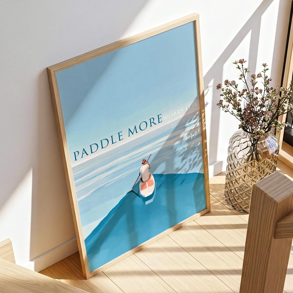 Paddle More Worry Less – Paddleboarding Print