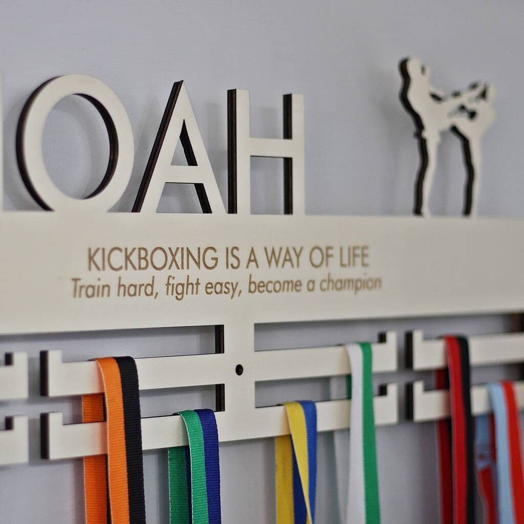 Kickboxing Personalised Medal Hanger - view 3