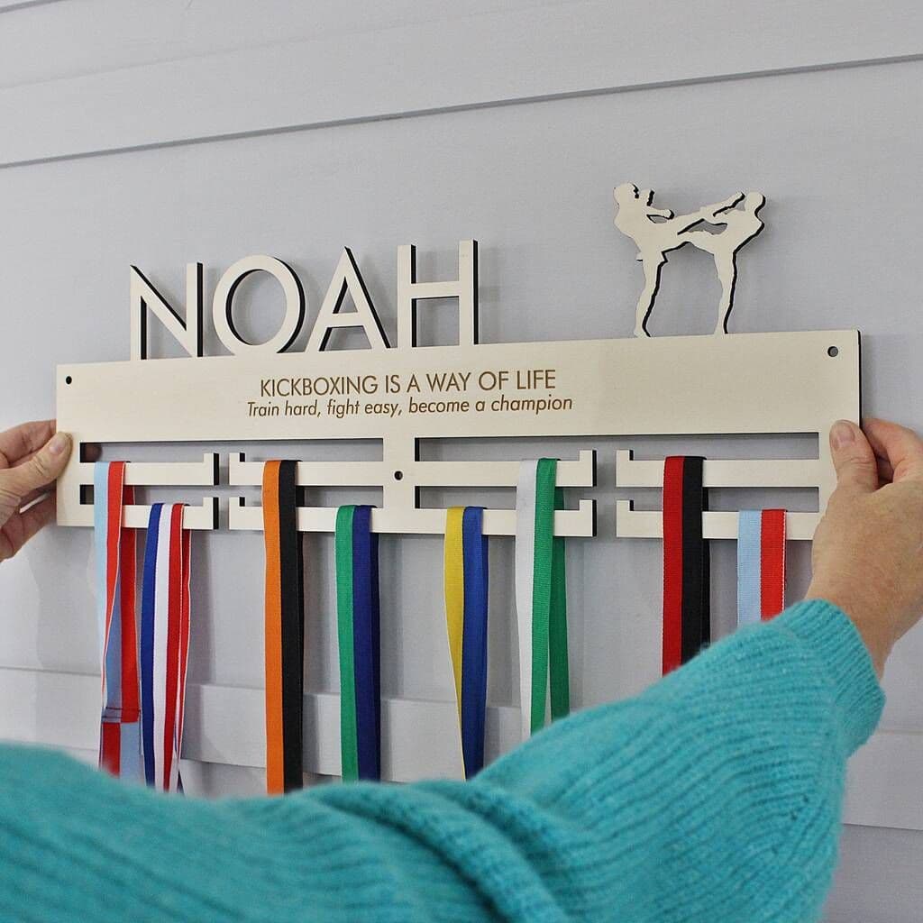 Kickboxing Personalised Medal Hanger - view 4