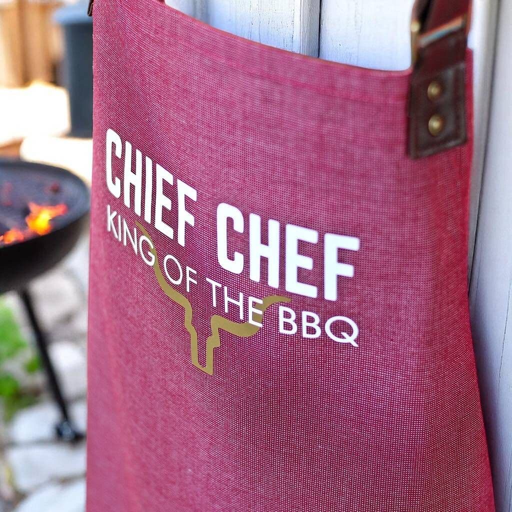 King Of The Barbecue Personalised Luxury Apron â€” The perfect gift for a BBQ legend â€” this luxury adults' apron features premium fabric with stylish leather-look straps, and can be