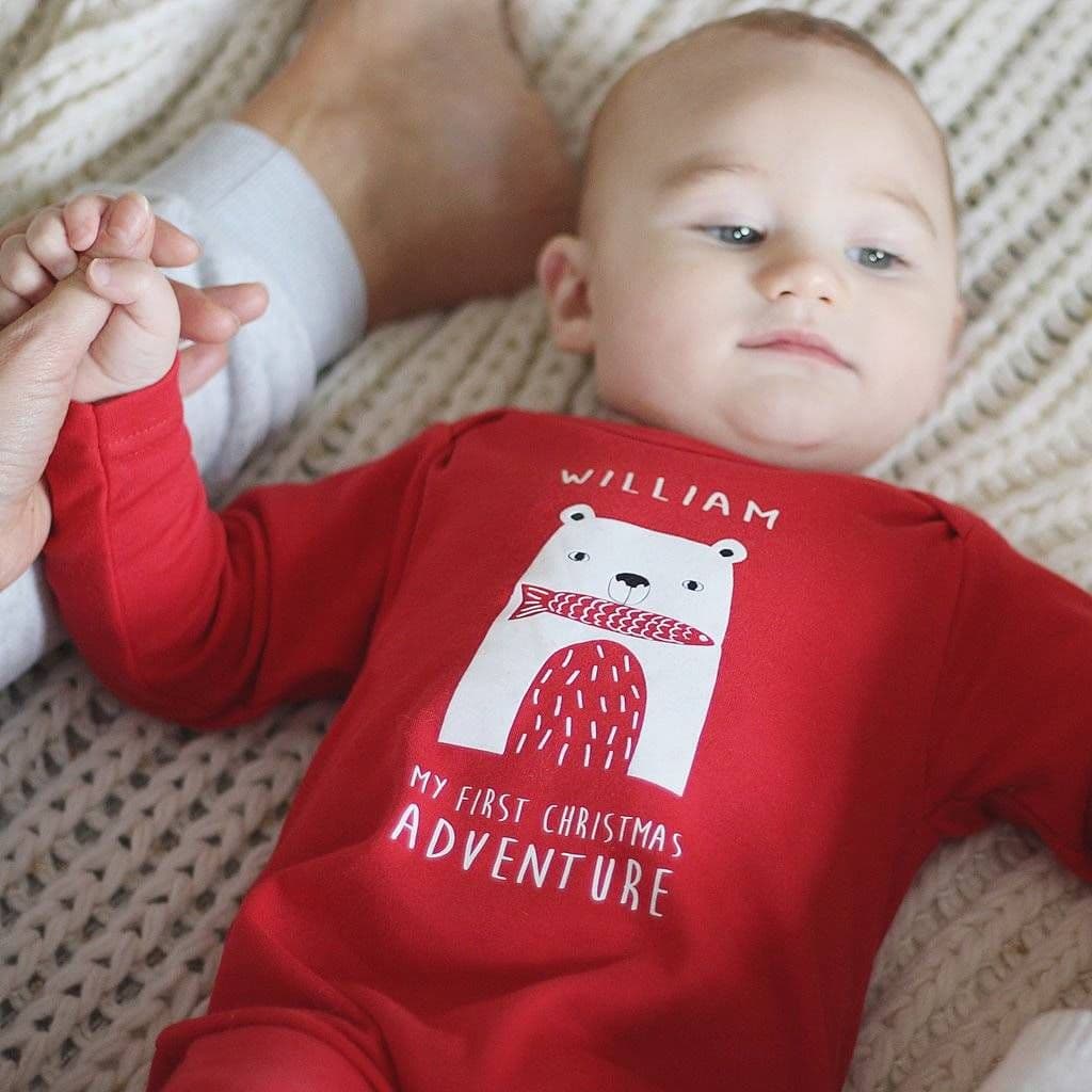 My First Christmas Adventure Hungry Bear Romper - view 2