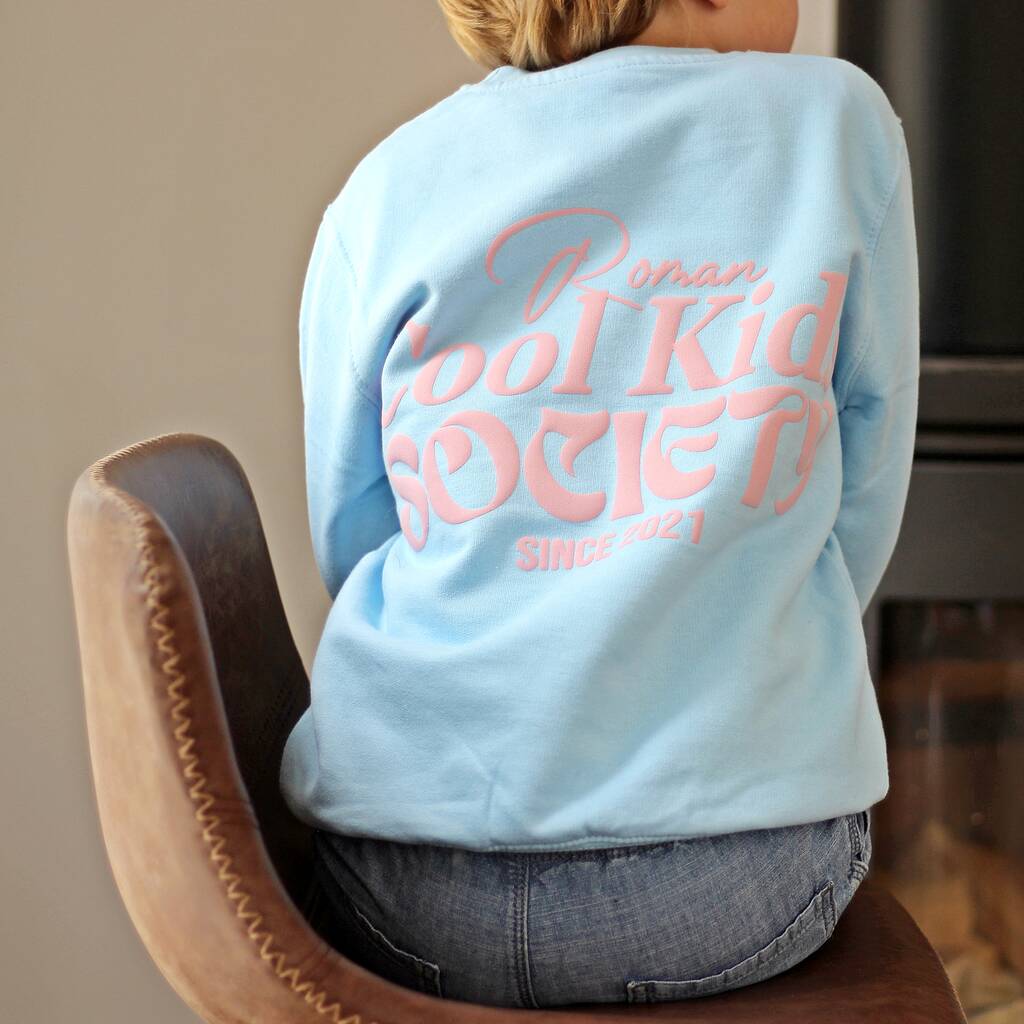 Kids Personalised Cool Kids Society Sweatshirt