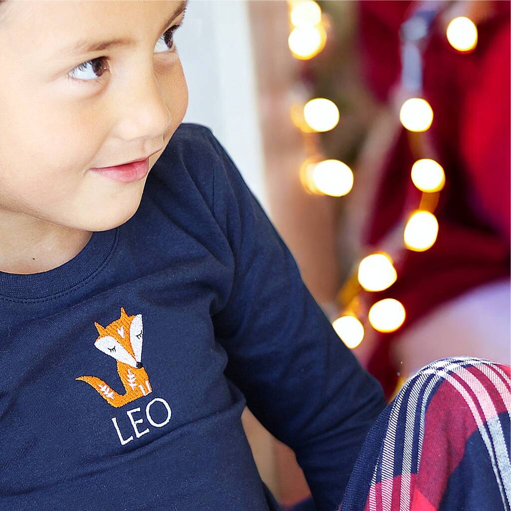Personalised Nordic Fox Family Christmas Pyjamas