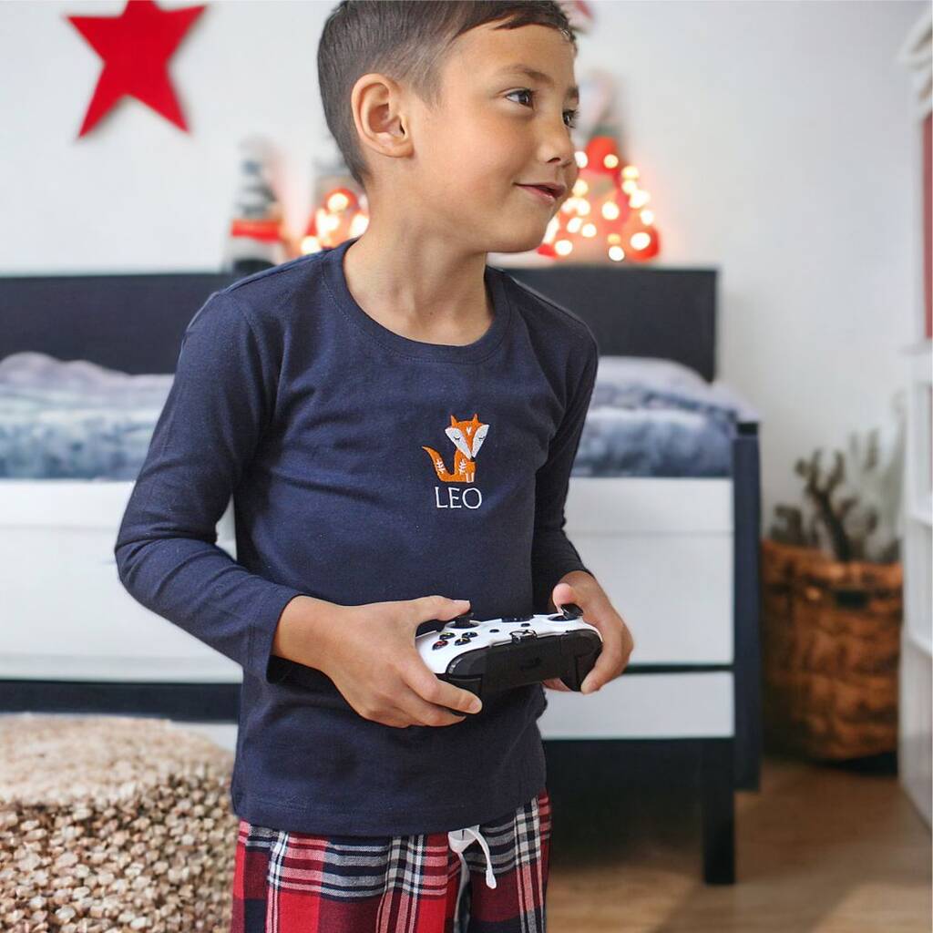 Personalised Nordic Fox Family Christmas Pyjamas