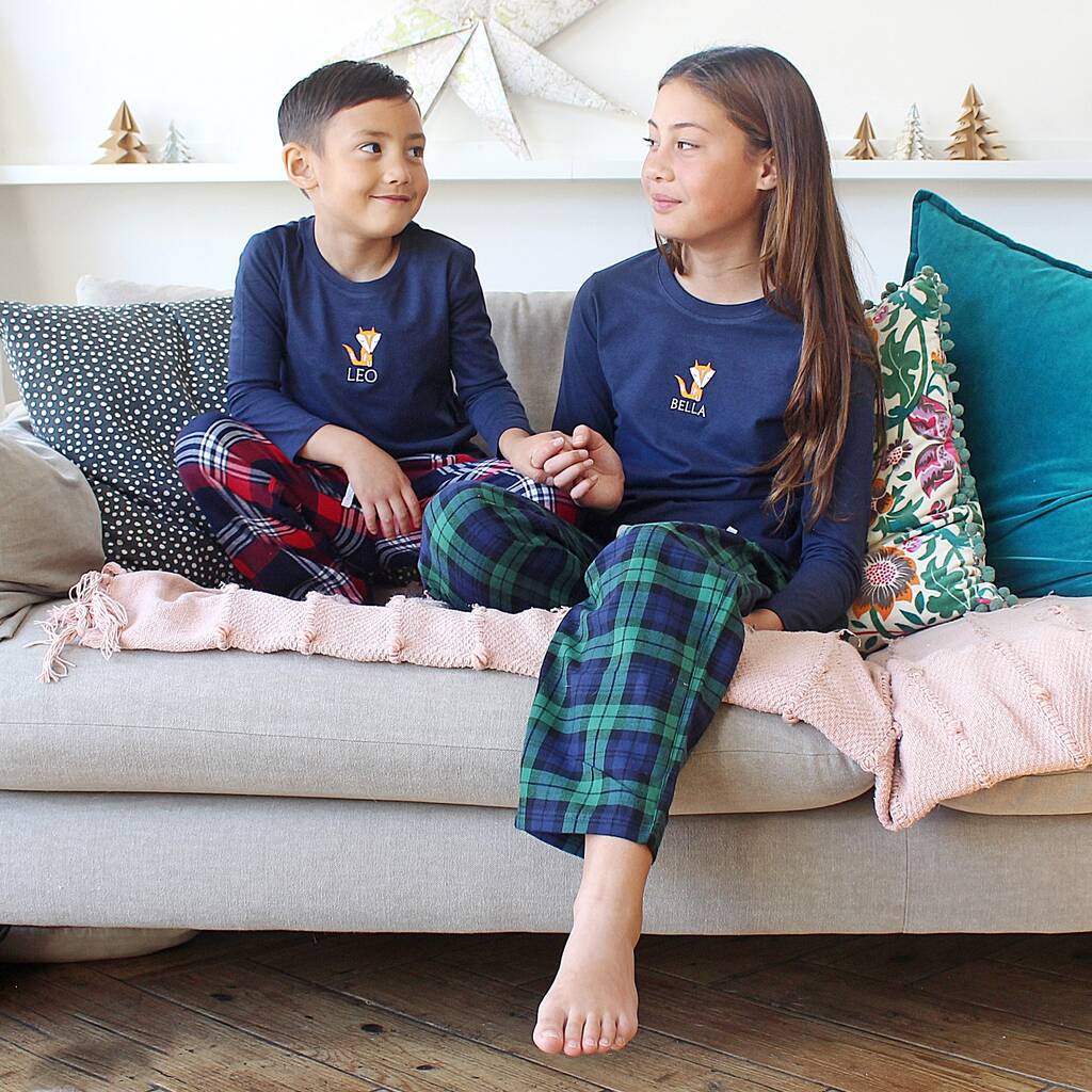 Personalised Nordic Fox Family Christmas Pyjamas