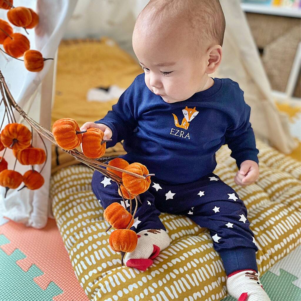 Personalised Nordic Fox Family Christmas Pyjamas