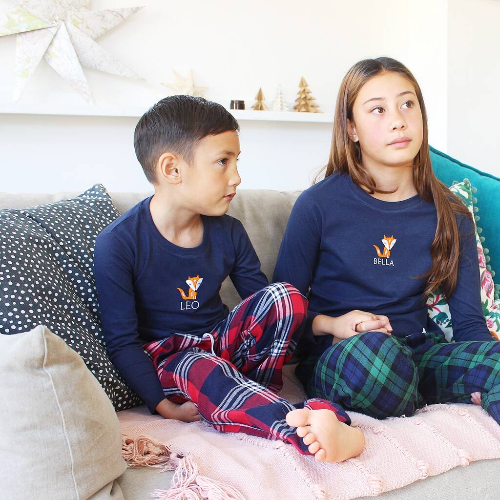 Personalised Nordic Fox Family Christmas Pyjamas